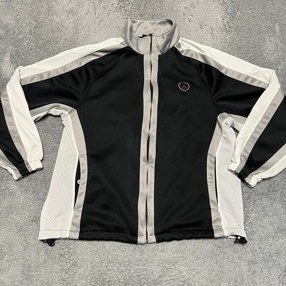 Vintage Jordan Sweatshirt Mens Large Full Zip Track Jacket Black Grey - Picture 1 of 8